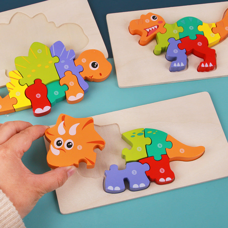 Wooden 3D Dinosaur Puzzle for Kids - Educational and Fun - MAMTASTIC