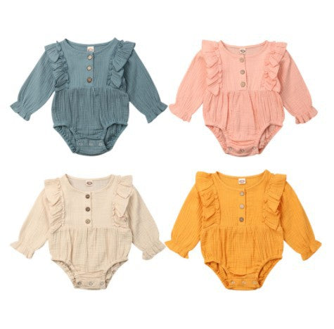 Long Sleeve Cotton Baby Romper with Ruffles - Adorable and Comfortable - MAMTASTIC