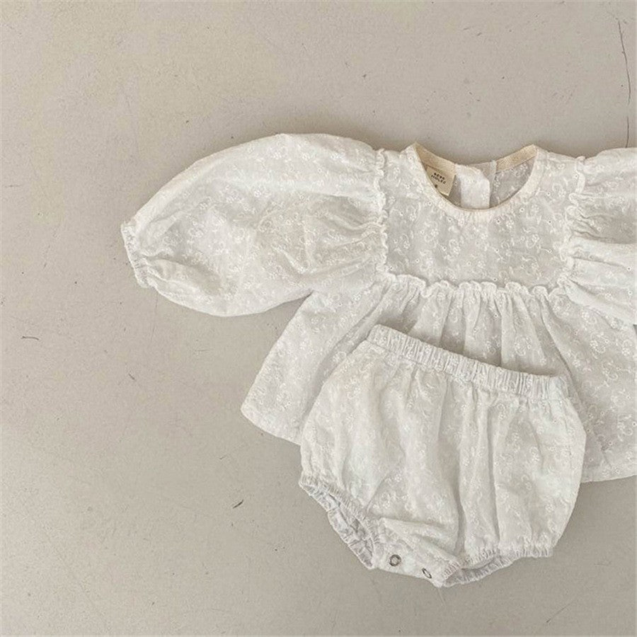Cute Baby Girl Clothes Set: Cotton Top & Shorts with Lace - MAMTASTIC