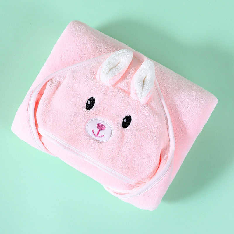 Hooded Baby Bath Towel - Coral Fleece, Soft, Absorbent, Cute Animal Design - MAMTASTIC