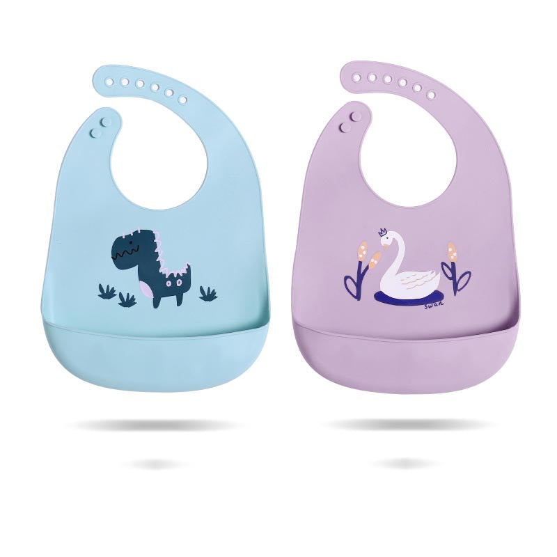 Silicone Waterproof Baby Bib with Pocket - Soft and Washable for Toddlers - MAMTASTIC