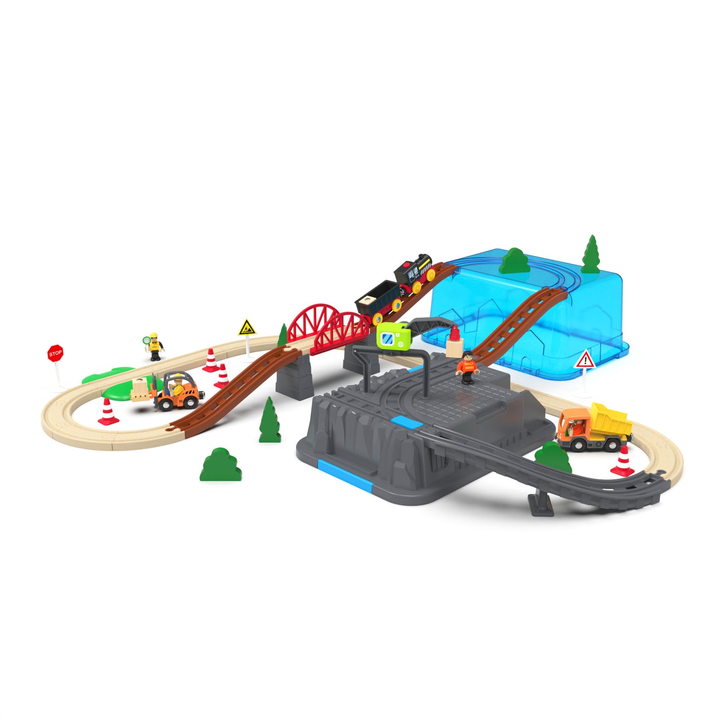 Wooden Track Train With Storage Box Toys