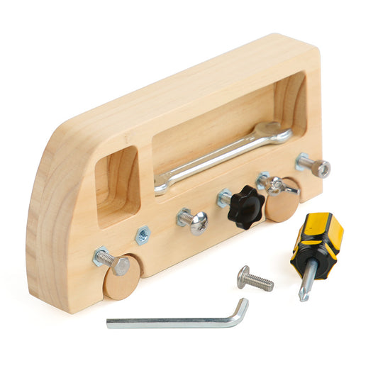 Wooden Toy Bus with Screws for Fine Motor Skills - MAMTASTIC