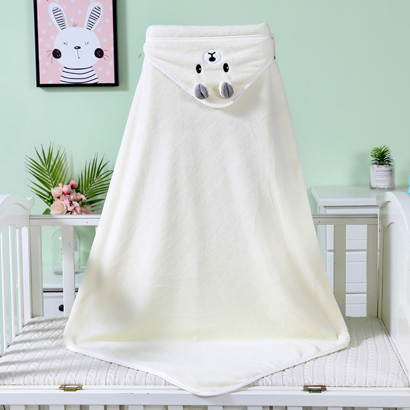 Hooded Baby Bath Towel - Coral Fleece, Soft, Absorbent, Cute Animal Design - MAMTASTIC