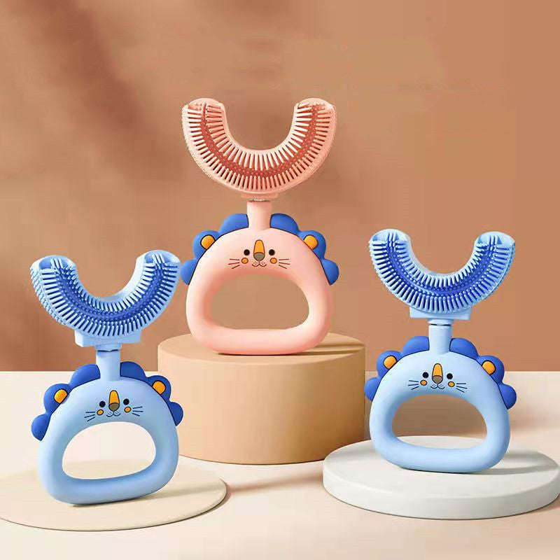 Fun and Colorful U-Shaped Silicone Toothbrush for Kids - MAMTASTIC