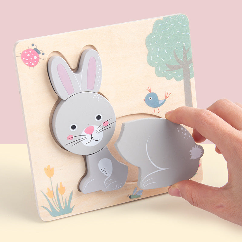 Wooden Animal Puzzles for Toddlers - 3D Design, Educational Toys, Farm Animals - MAMTASTIC
