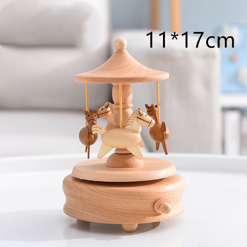 Rotating Wooden Music Box: Beautiful Design & Melodious Tune - MAMTASTIC