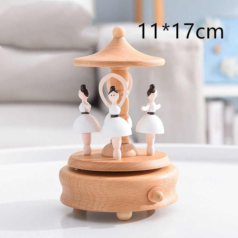 Rotating Wooden Music Box: Beautiful Design & Melodious Tune - MAMTASTIC