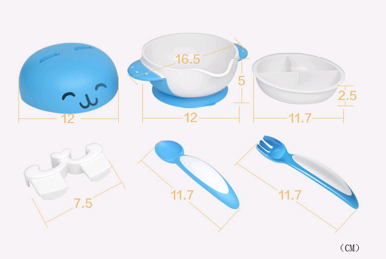 Cute Baby Tableware Set with Divided Bowl and Suction Base - MAMTASTIC