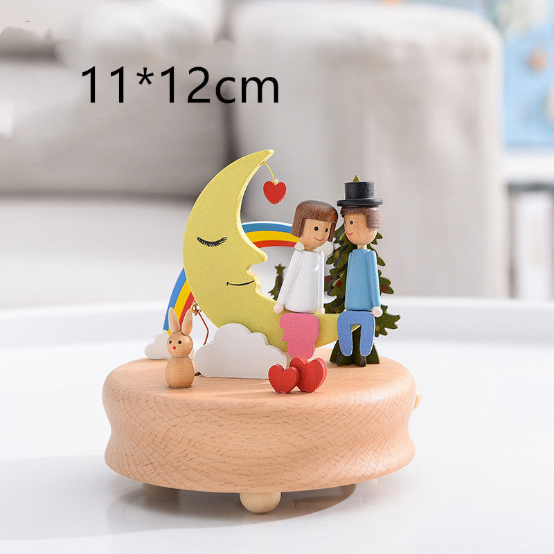 Rotating Wooden Music Box: Beautiful Design & Melodious Tune - MAMTASTIC