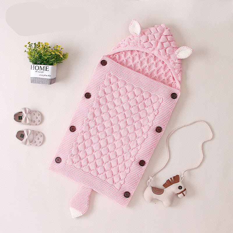 Soft Knitted Baby Sleeping Bag with Hood - Anti-Kick Swaddle Blanket for Newborns - MAMTASTIC