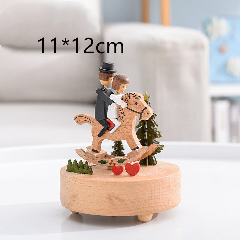 Rotating Wooden Music Box: Beautiful Design & Melodious Tune - MAMTASTIC