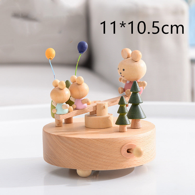 Rotating Wooden Music Box: Beautiful Design & Melodious Tune - MAMTASTIC