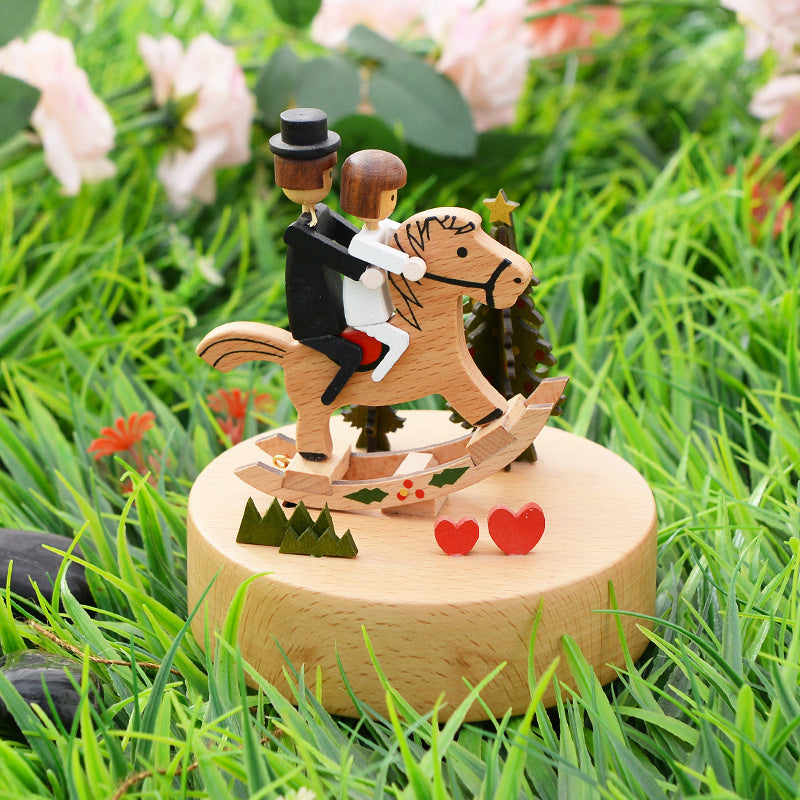Rotating Wooden Music Box: Beautiful Design & Melodious Tune - MAMTASTIC