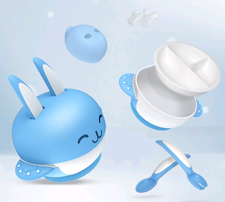 Cute Baby Tableware Set with Divided Bowl and Suction Base - MAMTASTIC