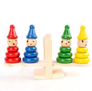 Wooden Clown Balance Ring Puzzle - MAMTASTIC