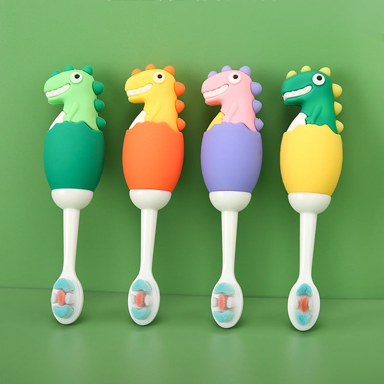 Soft Bristle Kids Toothbrush - Small Head, Antibacterial, Fun Dinosaur Design - MAMTASTIC