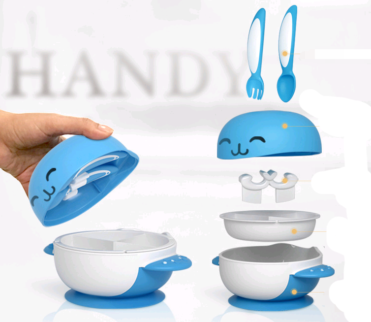 Cute Baby Tableware Set with Divided Bowl and Suction Base - MAMTASTIC