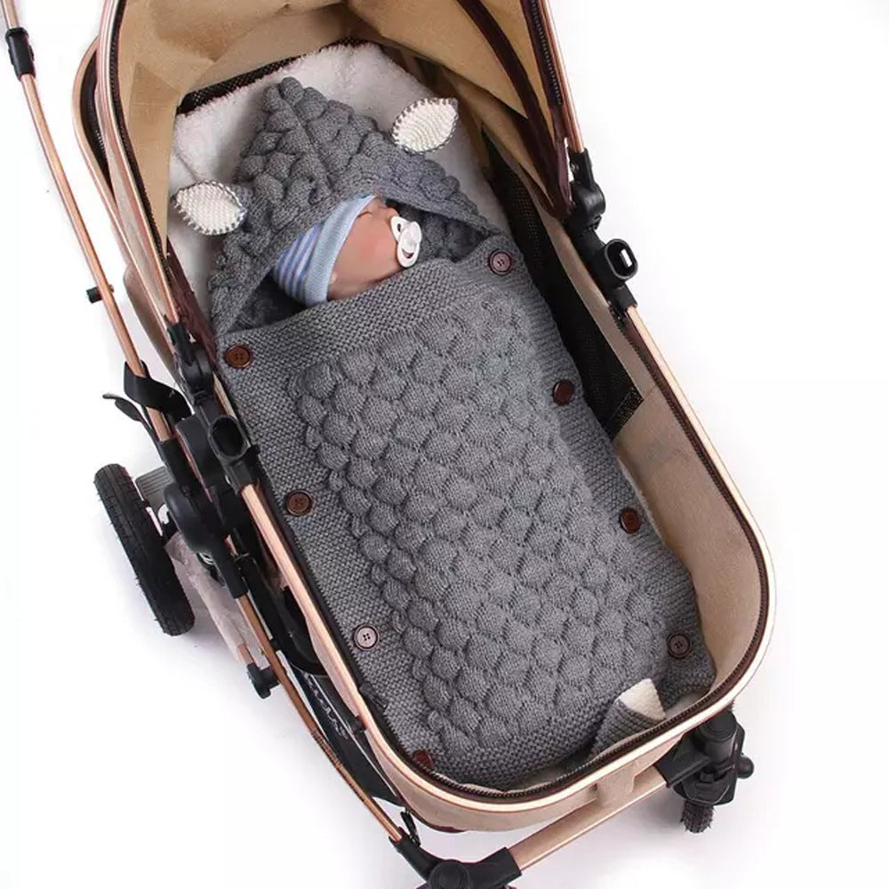 Soft Knitted Baby Sleeping Bag with Hood - Anti-Kick Swaddle Blanket for Newborns - MAMTASTIC