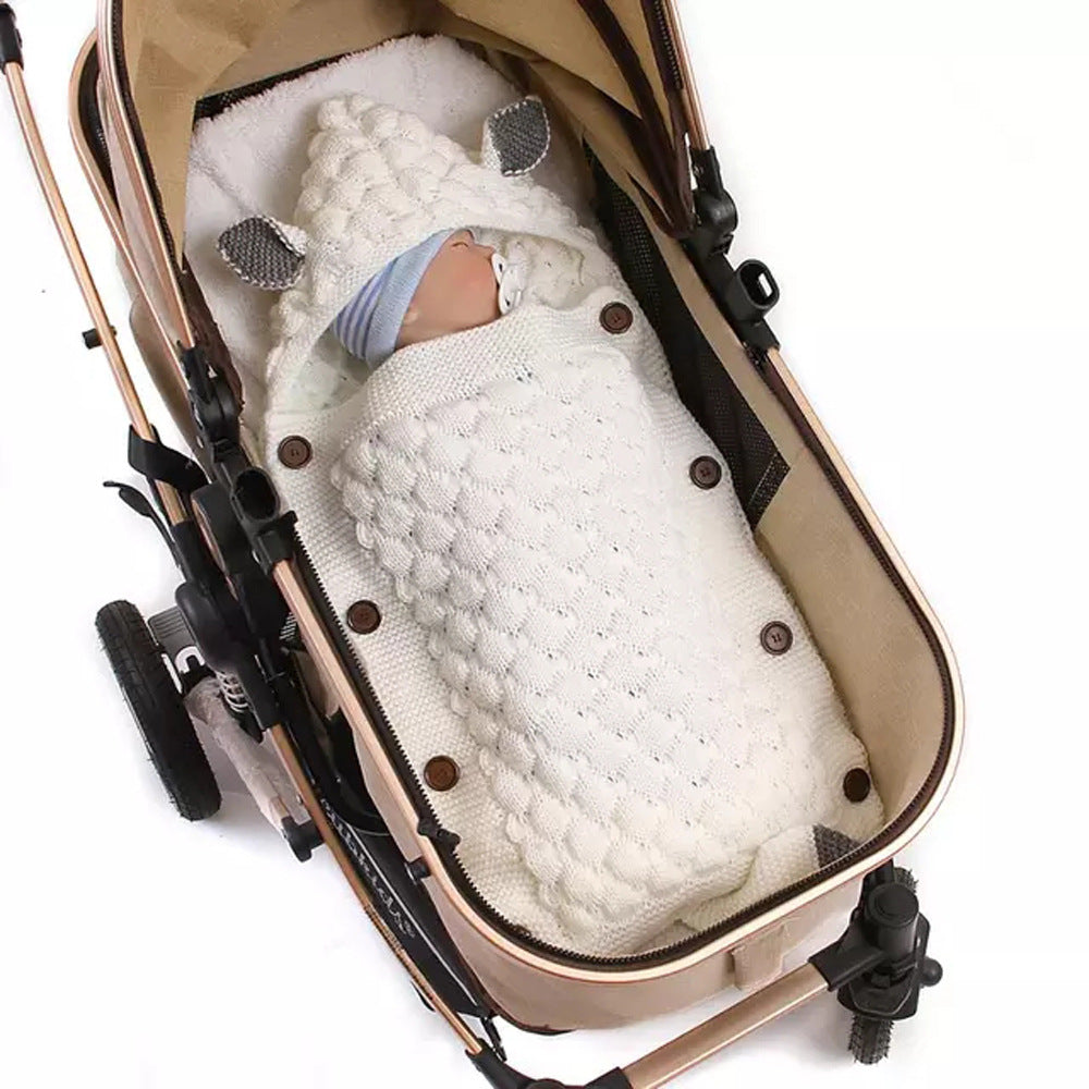 Soft Knitted Baby Sleeping Bag with Hood - Anti-Kick Swaddle Blanket for Newborns - MAMTASTIC