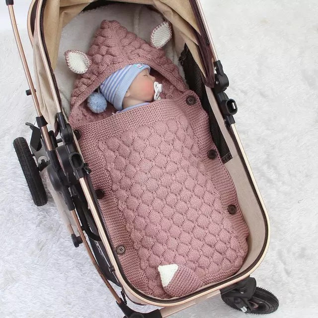 Soft Knitted Baby Sleeping Bag with Hood - Anti-Kick Swaddle Blanket for Newborns - MAMTASTIC