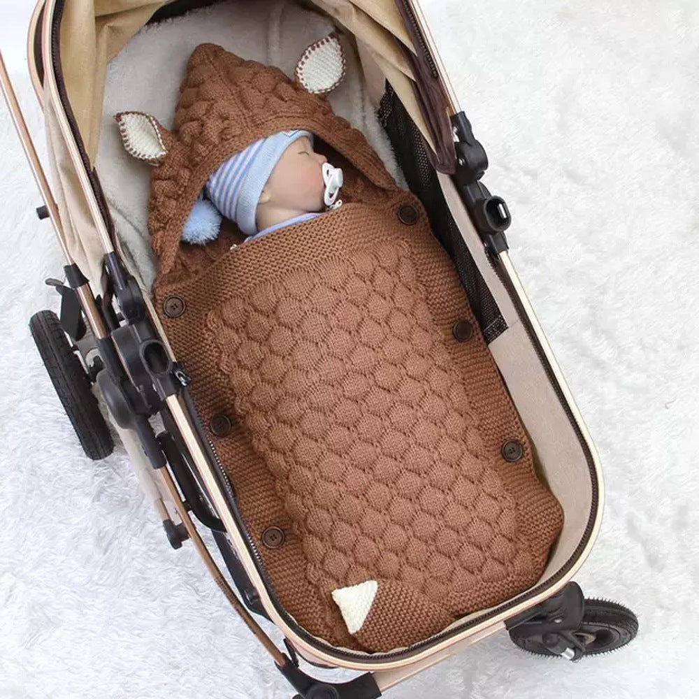 Soft Knitted Baby Sleeping Bag with Hood - Anti-Kick Swaddle Blanket for Newborns - MAMTASTIC