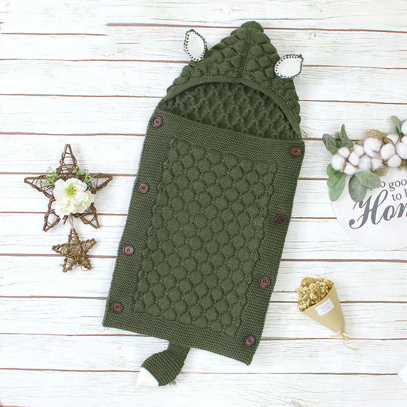 Soft Knitted Baby Sleeping Bag with Hood - Anti-Kick Swaddle Blanket for Newborns - MAMTASTIC