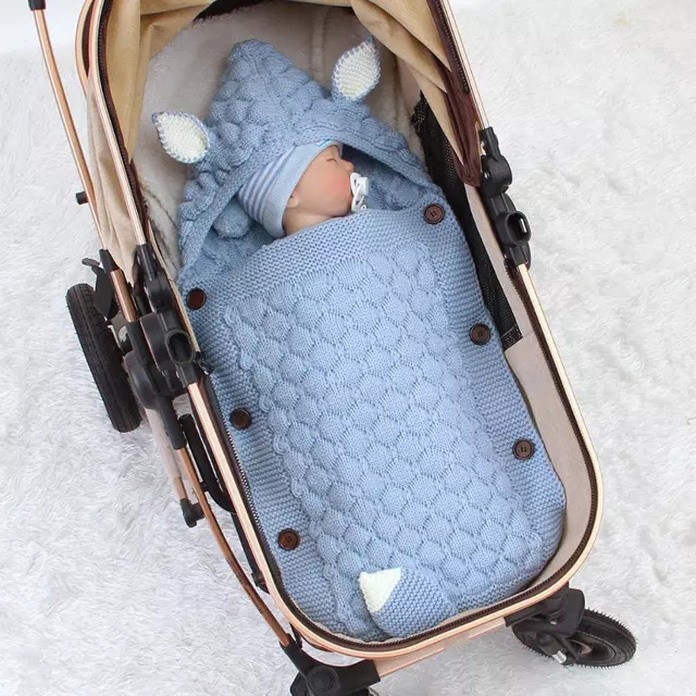 Soft Knitted Baby Sleeping Bag with Hood - Anti-Kick Swaddle Blanket for Newborns - MAMTASTIC