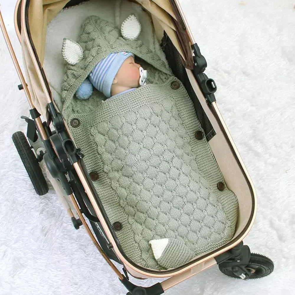 Soft Knitted Baby Sleeping Bag with Hood - Anti-Kick Swaddle Blanket for Newborns - MAMTASTIC