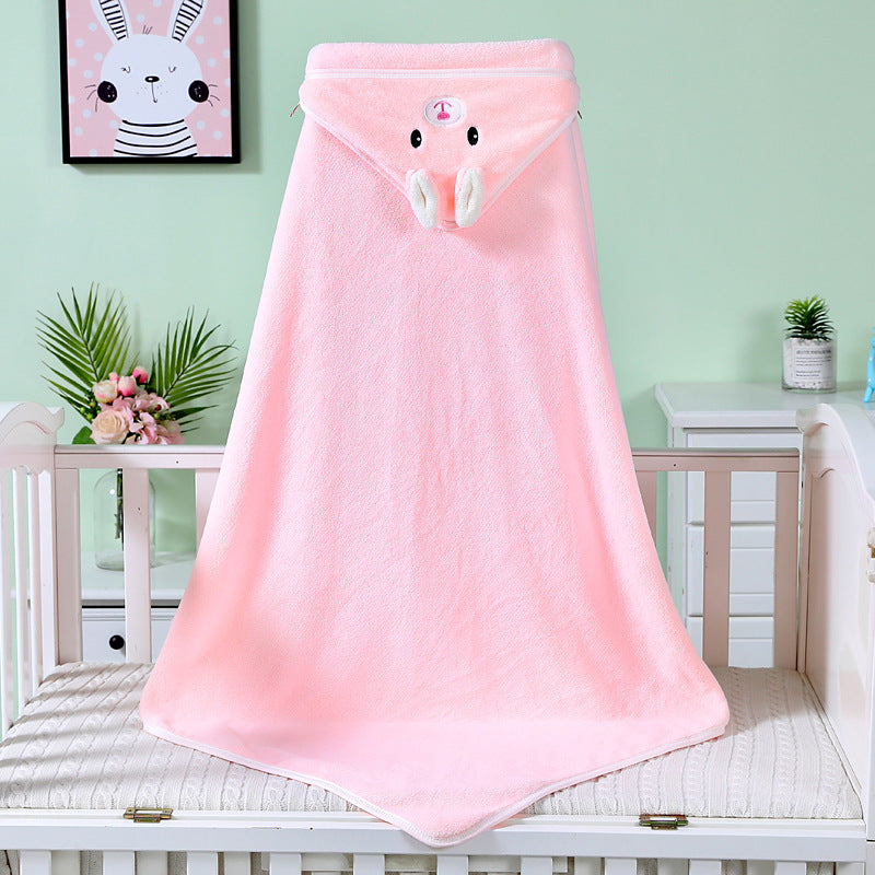 Hooded Baby Bath Towel - Coral Fleece, Soft, Absorbent, Cute Animal Design - MAMTASTIC