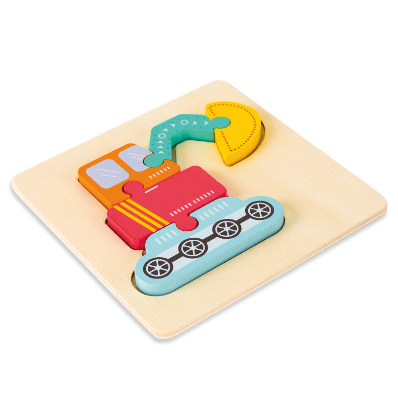 3d Wooden Animal Puzzles For Toddlers - Excavating machinery - CJWJWJYZ04711-Excavating machinery