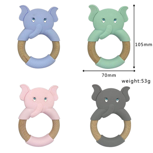 Natural Teething Ring for Babies with Cute Animal Designs