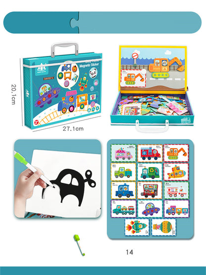 Magnetic puzzle children''s educational toys magnetic stickers 2-3 years old 6-year-old girls boys kindergarten early education wooden board