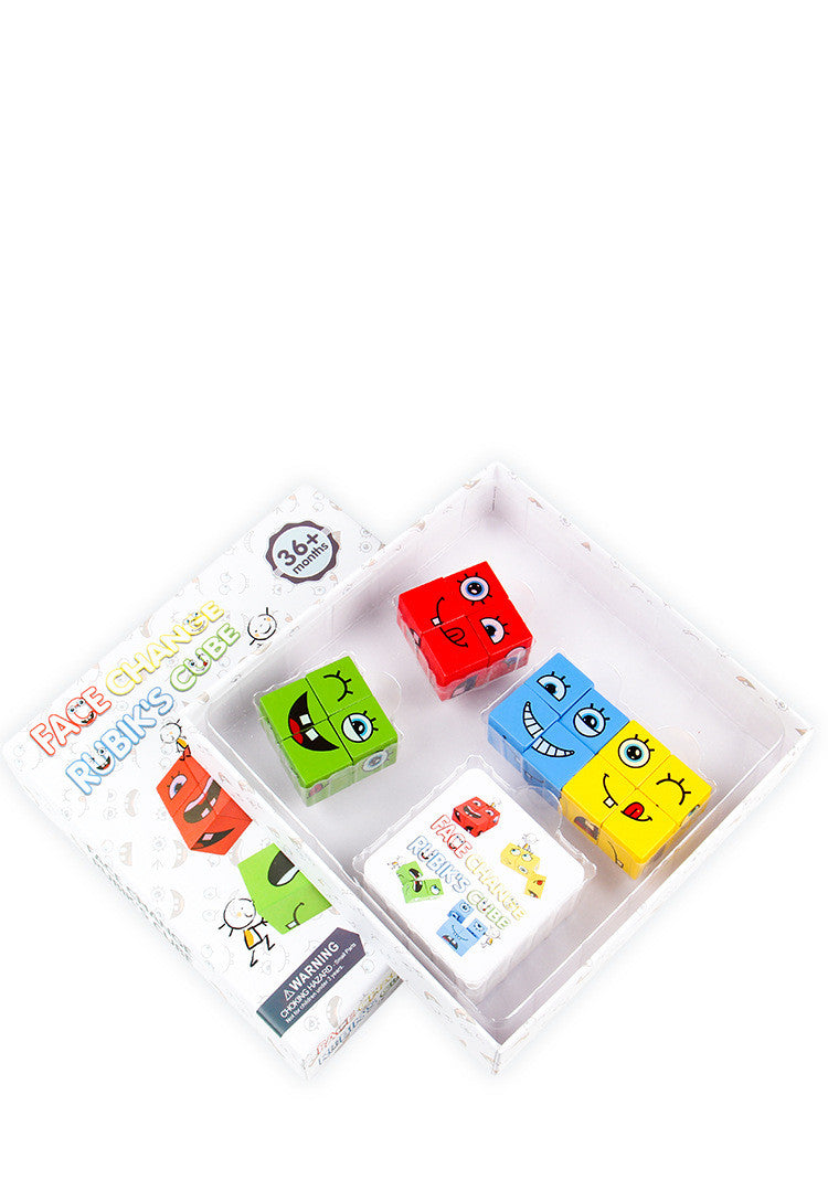 Early Education Puzzle Wooden Blocks Face Changing Cube Board Game - MAMTASTIC