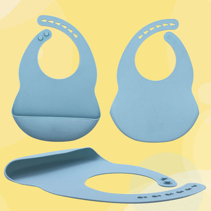 Waterproof Silicone Baby Bib - Food Catcher, Adjustable Neck Strap, Easy to Clean - MAMTASTIC