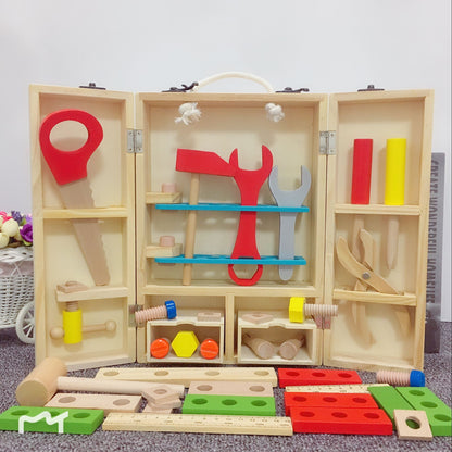 Kids Wooden Tool Set - Realistic Tools, Building Blocks, Toolbox, Educational Toy - MAMTASTIC