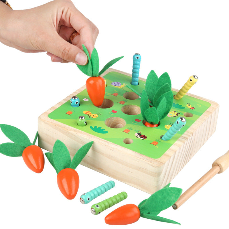 Childrens Early Education Wooden Pull Carrot Puzzle Game - MAMTASTIC