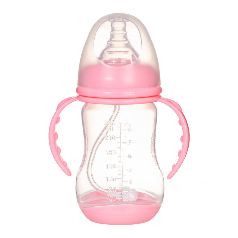 Wide Caliber PP Baby Bottle with Handle and Anti-colic Straw - MAMTASTIC