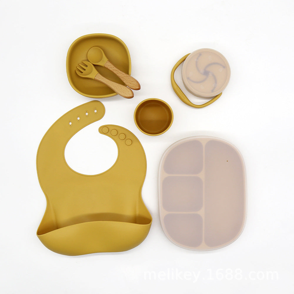 Silicone Baby Dinnerware Set With Bib And Cup - Mango - CJYE117190304DW