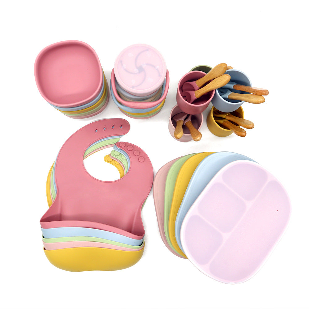 Silicone Baby Dinnerware Set with Bib and Cup - Perfect for Easy Feeding