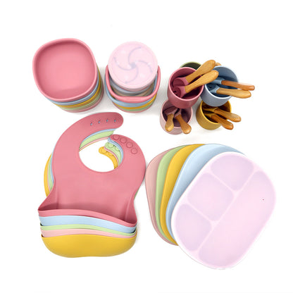 Silicone Baby Dinnerware Set with Bib and Cup - Perfect for Easy Feeding