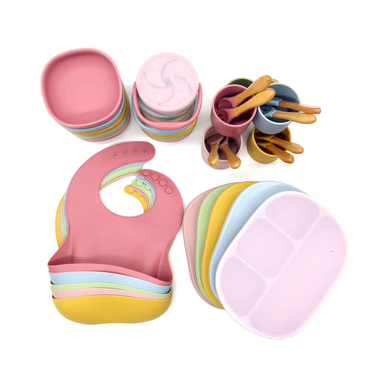Silicone Baby Dinnerware Set with Bib and Cup - Perfect for Easy Feeding