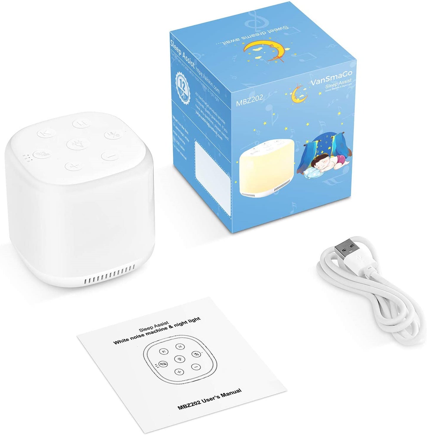 White Noise Sleep Aid with Colorful Lights for Baby - MAMTASTIC