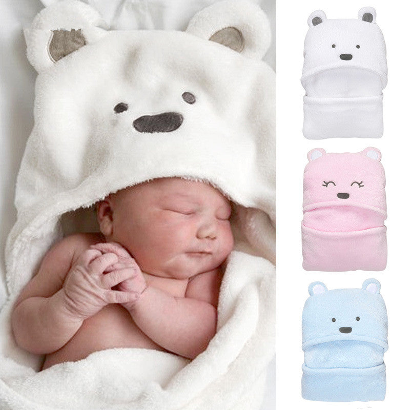 Hooded Baby Blanket - Soft Coral Fleece Hug Blanket for Newborn Comfort - MAMTASTIC