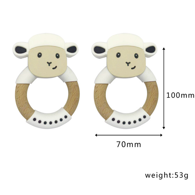 Silicone and Wooden Baby Teether for Teething Relief