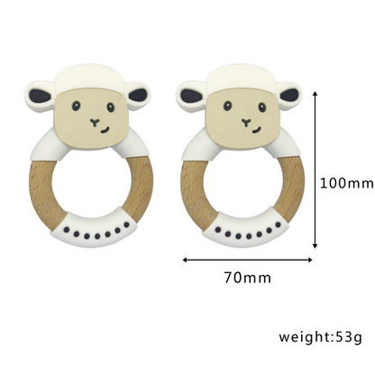 Silicone and Wooden Baby Teether for Teething Relief