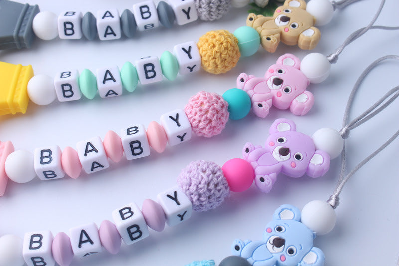 Cute Silicone Pacifier Chain with Beads - Safe and Durable Baby Teether - MAMTASTIC