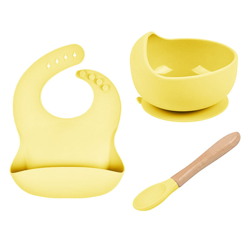 Secure Suction Baby Bowl and Soft Wooden Spoon - Mess-Free Mealtime
