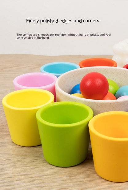 Wooden Children's Educational Color Classification Cup Counting Activity Suit Preschool Color Number Learning Toys
