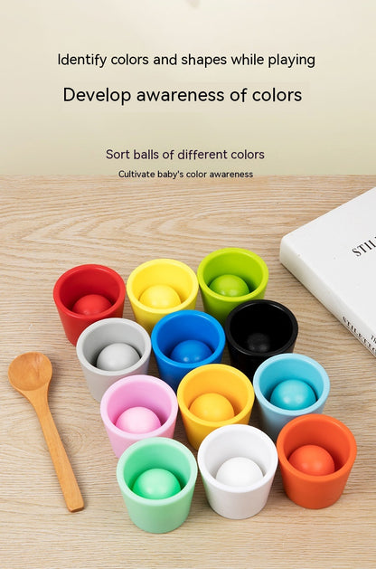 Wooden Children's Educational Color Classification Cup Counting Activity Suit Preschool Color Number Learning Toys